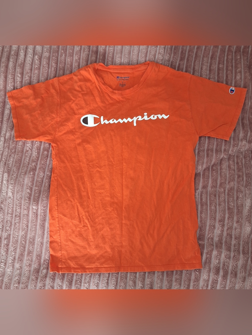 Champion Bright Orange Script Logo Tee